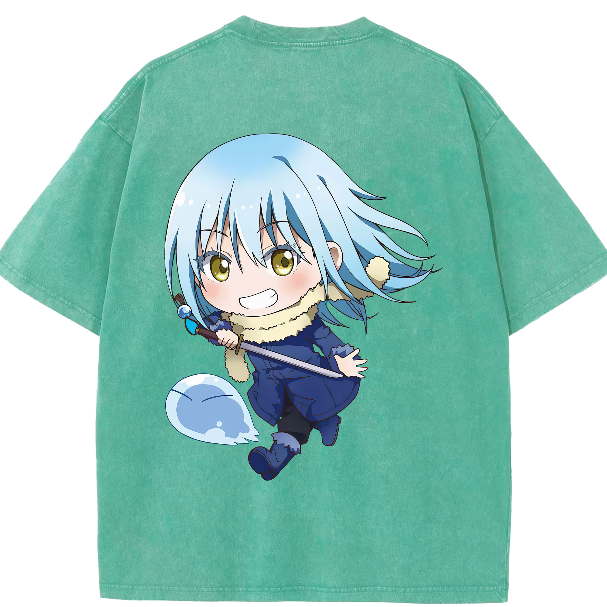（画像用） 転スラ Regarding Reincarnated to Slime 綿100% ヴィンテージ風 半袖Tシャツ（背面プリント）